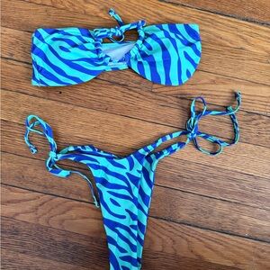 Purple and Green Zebra Print Bikini Set